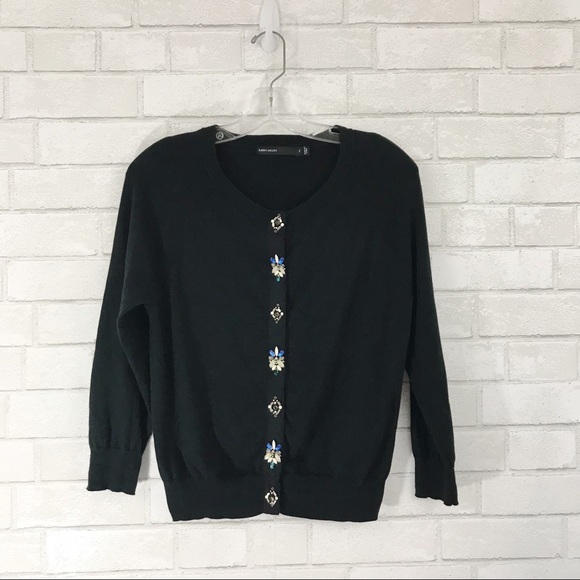 Karen Millen black floral jeweled button cardigan - Picture 1 of 8